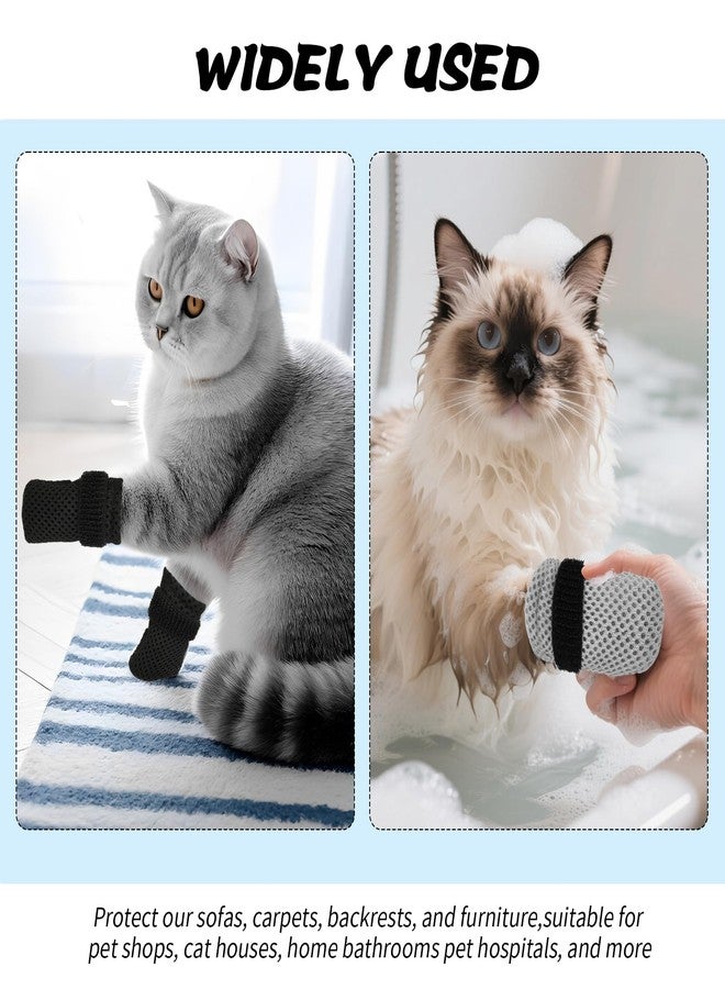 braxan 8 Pcs Cat Claw Covers, Shoes Booties for Cats Mittens to Prevent Scratching Socks Adjustable Breathable Mesh Puppy Indoor Gloves Paw Kitten Boots Suitable for Bathing and Nail Trimming (Grey + Black) - Image 3